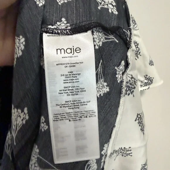 Maje NWT Raprina Mixed Material Midi Dress in Black Floral Size 38 (Medium) - Picture 6 of 11